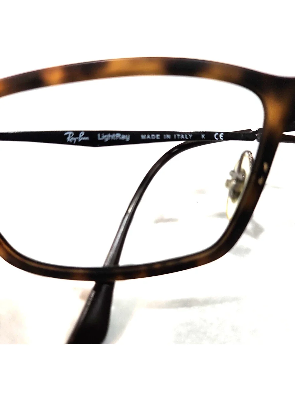 Ray Ban RB7038 5200 Lightray Tortoise Square Eyeglasses 53-16 135 Italy